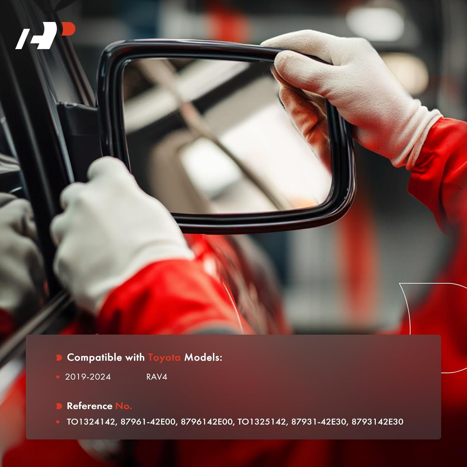 A-Premium 2-PC Driver and Passenger Side Non-Heated Mirror Glass with Backing Plate Compatible with Toyota RAV4 2019-2024 - Exterior Side View Mirror