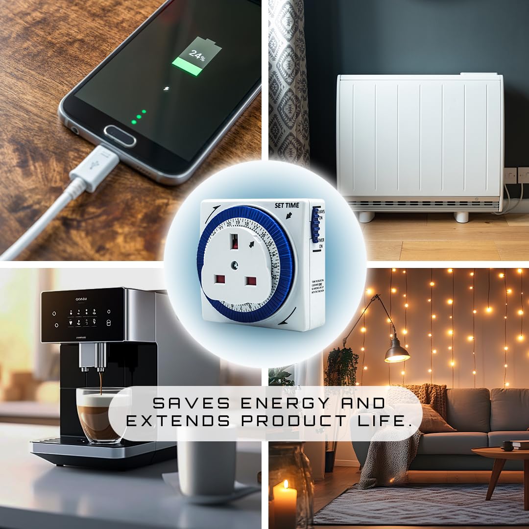 Uni- Com 24 Hour Plug-in Segment Timer Switch, Energy Saving, Home Security - Image 4
