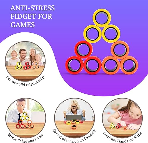 Vista 11 de Cevioce Paquete de 15 anillos magnéticos Fidget Toys Finger Spinner Pack