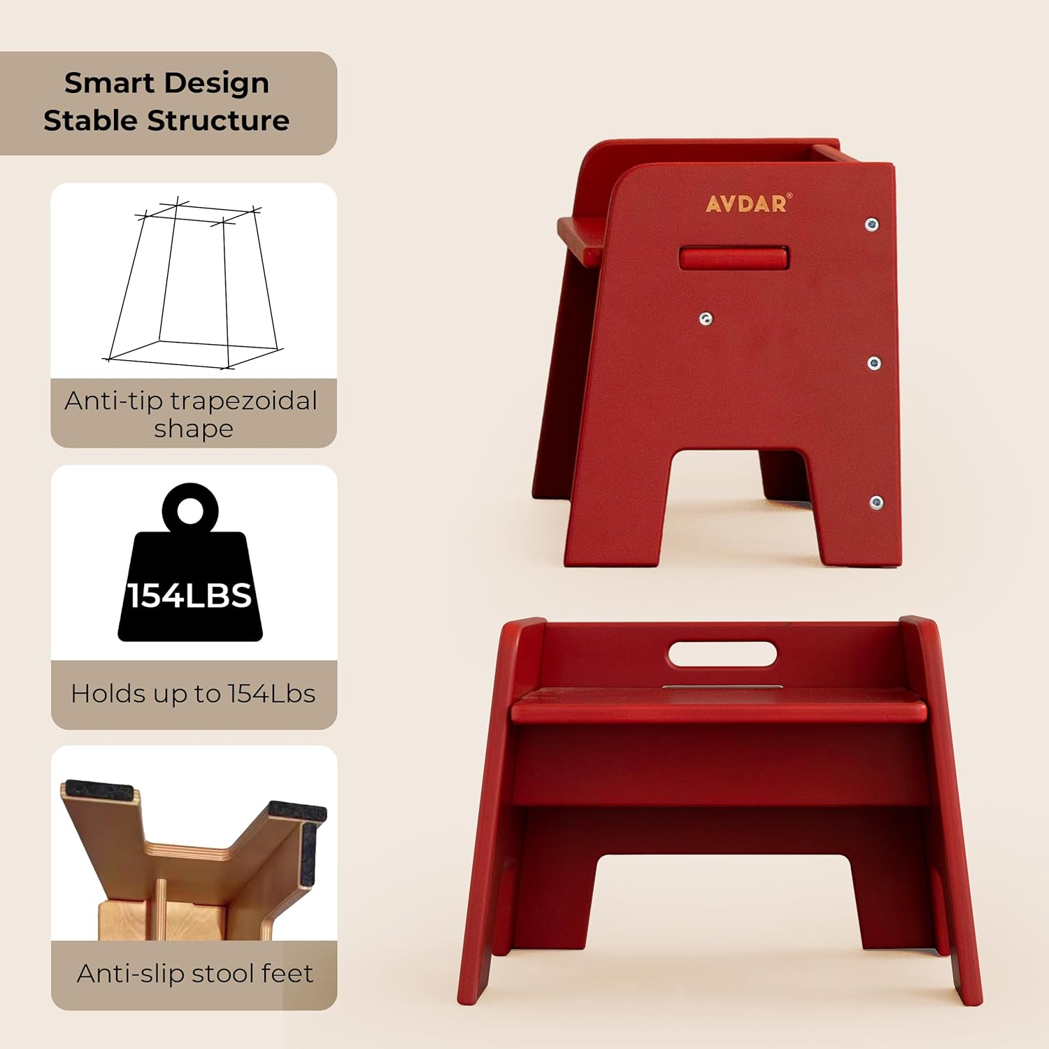 AVDAR Toddler Standing Tower Bundled with Wooden Step Stool for Kids