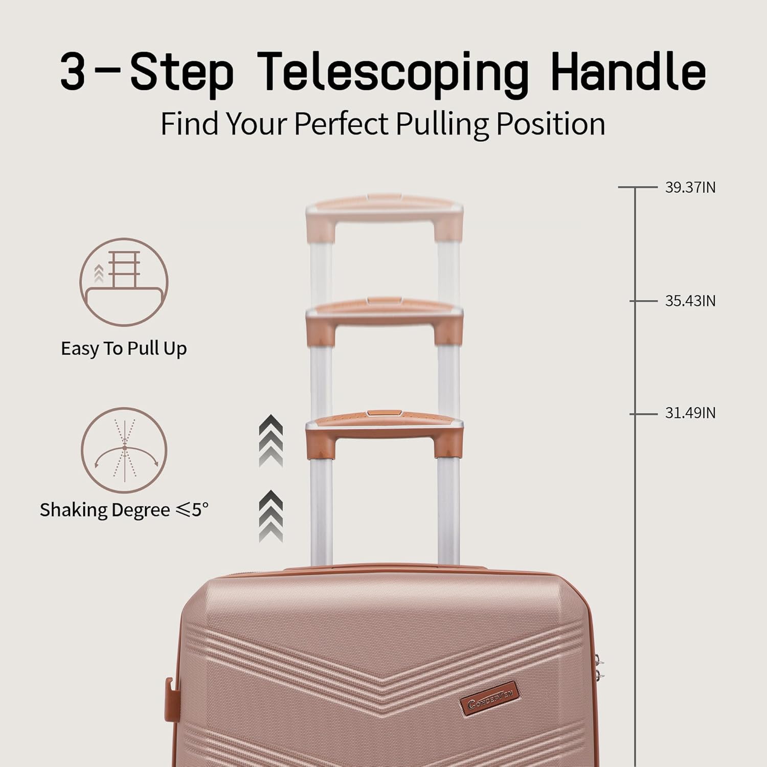 Expandable Luggage Sets 5 Piece, Hard Case Suitcase Set with Spinner Wheels,22x14x9 Airline Approved Carry on,Lightweight Durable Suitcase with TSA Lock (Champagne Gold) Expandable Luggage Sets 5 Piece, Hard Case Suitcase Set with Spinner Wheels,22x14x9 Airline Approved Carry on,Lightweight Durable Suitcase with TSA Lock (Champagne Gold)