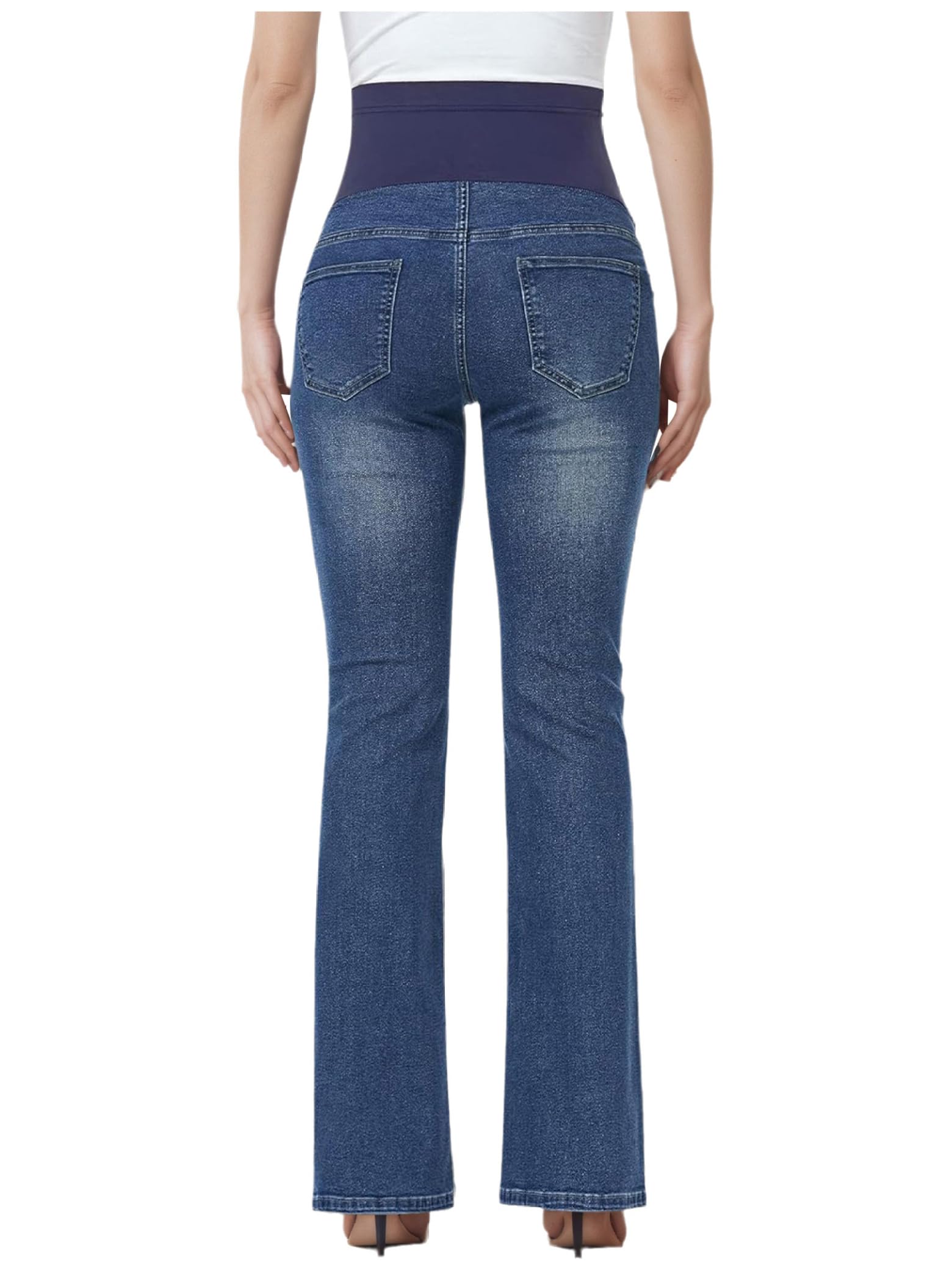 Pantalon de grossesse pour femme - Pantalon en jean évasé - Avec poches - Taille haute - Extensible
