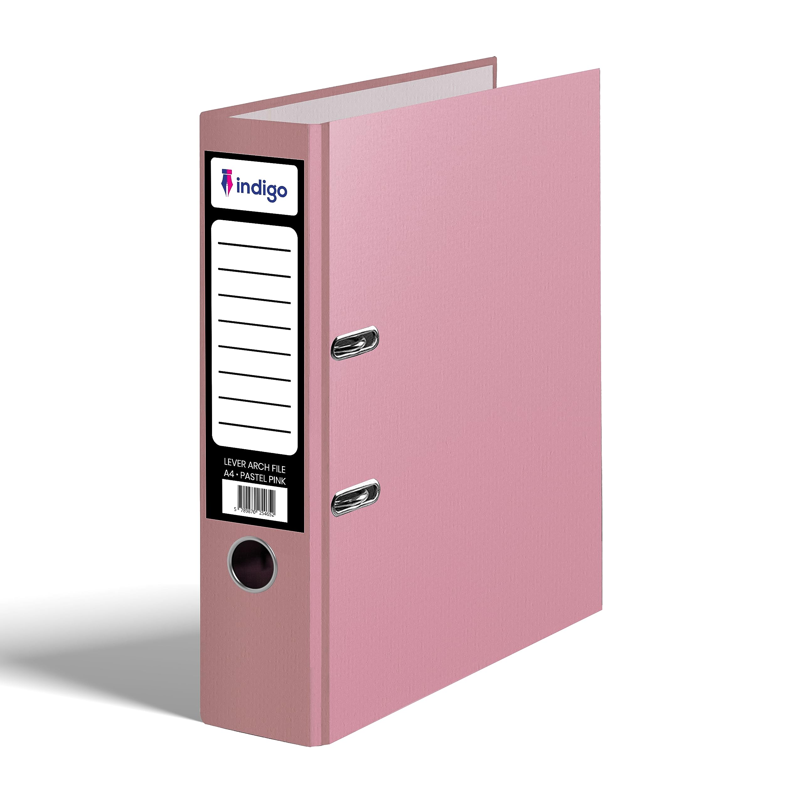 indigo® Premium A4 Office Lever Arch File - Durable, Organized File Storage -(FSC Certified, Pastel Pink, 70mm Spine - 1 Pack)