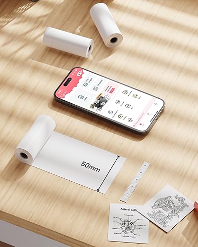 Miniatura 9 de Memoqueen T02 Verde mentamorado lavandanaranja claro, papel térmico adhesivo de color, compatible con T02 M02X M02L Q02 Y02C, 1.96 pulgadas x 11.4