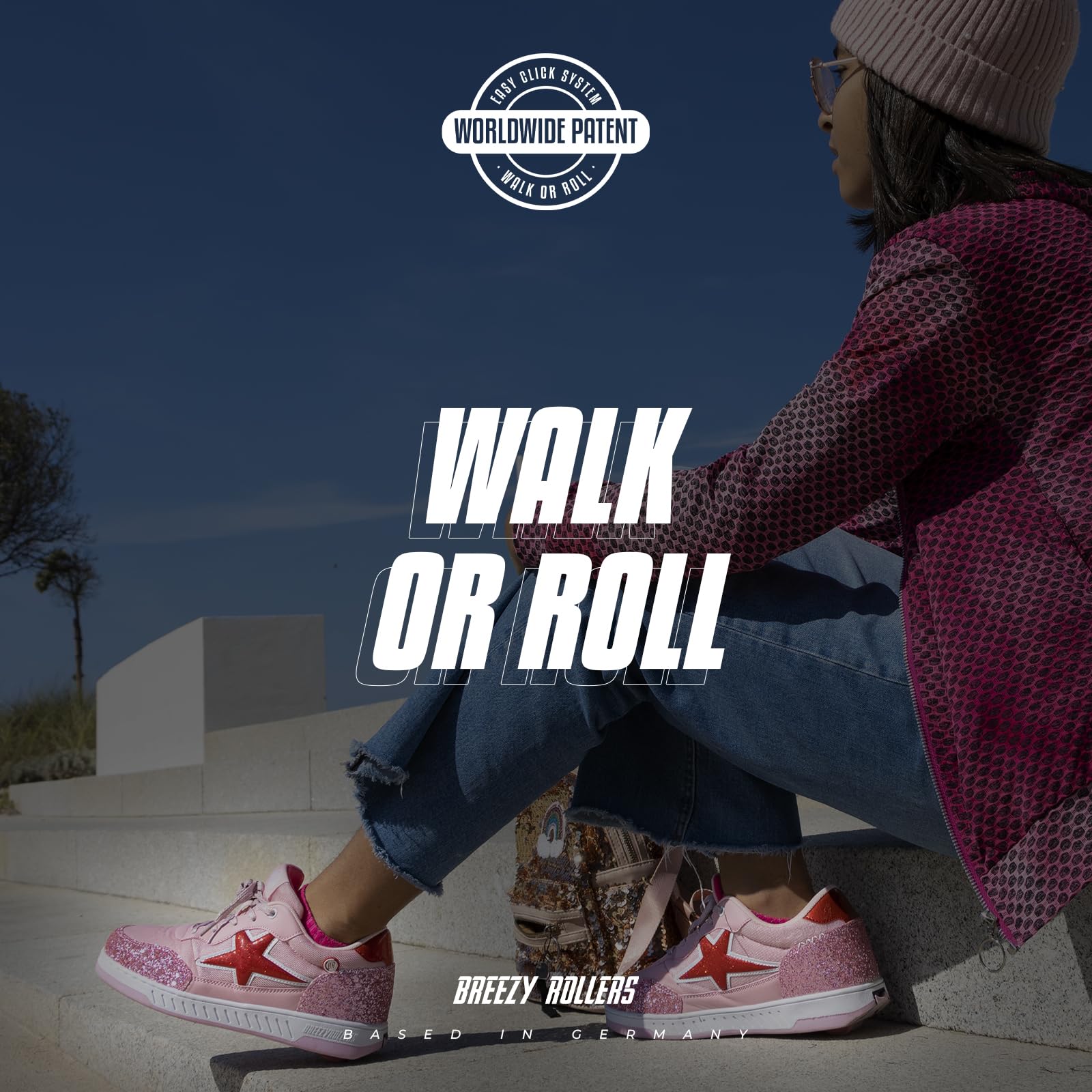 BREEZY ROLLERS Zapatos con Ruedas para Niños | Zapatillas-Patines Infantiles | De Zapatos Callejeros a Patines en Segundos | Sistema de Clic Patentado | Zapatillas con Ruedas para Niñas y Niños