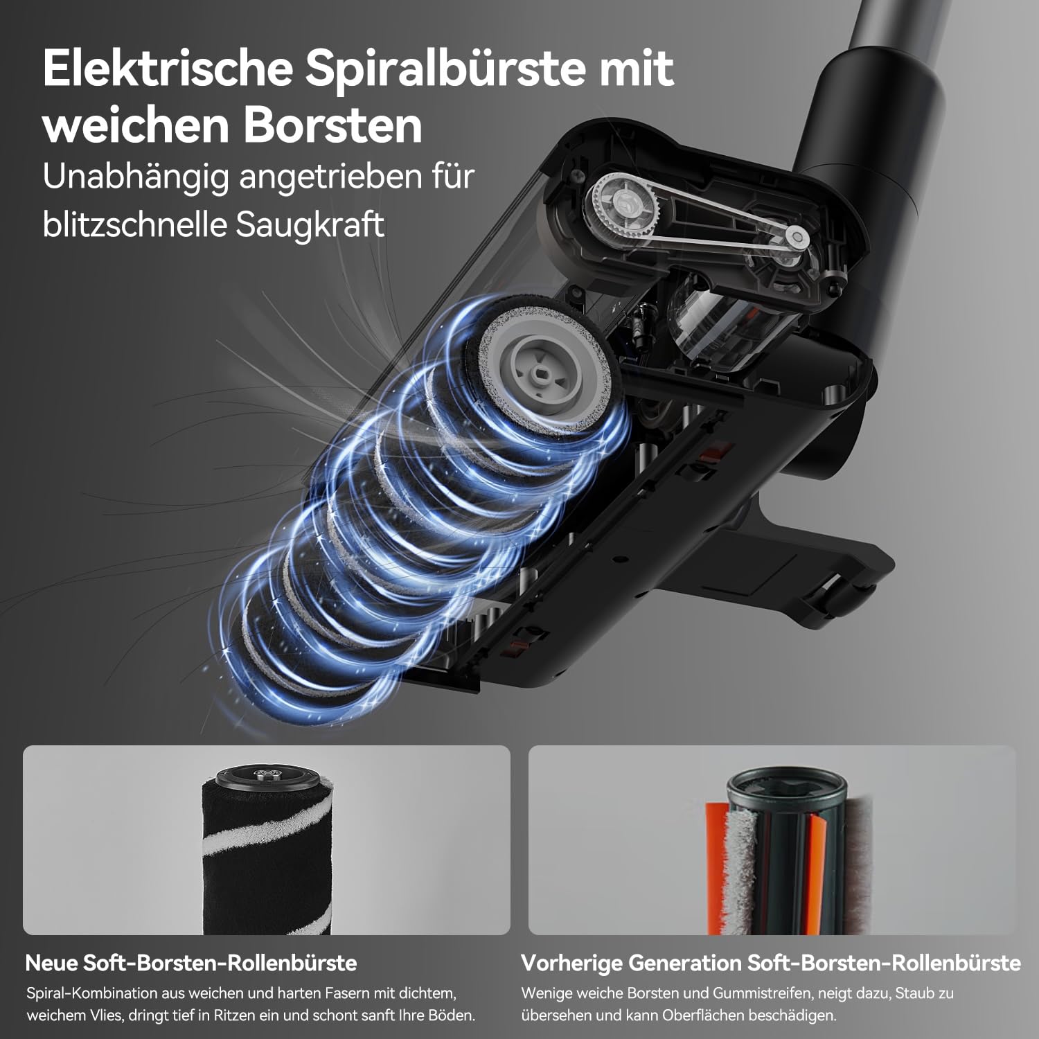 Deerma DEM-T30W Kabelloser Staubsauger 2-in-1 mit Stauberkennung, 240W Motor, 23kPa Saugkraft, HEPA-Filter, Weiche Bürste