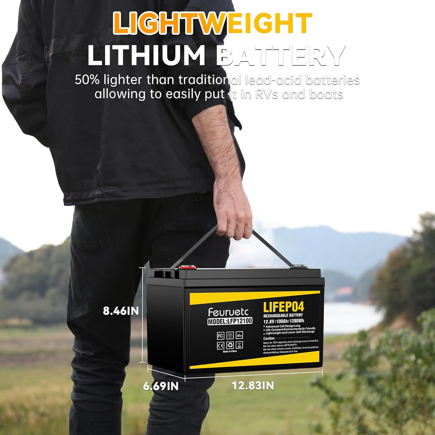 2 Pack 12V 100Ah LiFePO4 Solar Battery – Deep Cycle Lithium Battery for Solar Systems, Off-Grid, RV, Marine, and Backup Power with 15000+ Cycles, Lightweight, Maintenance-Free