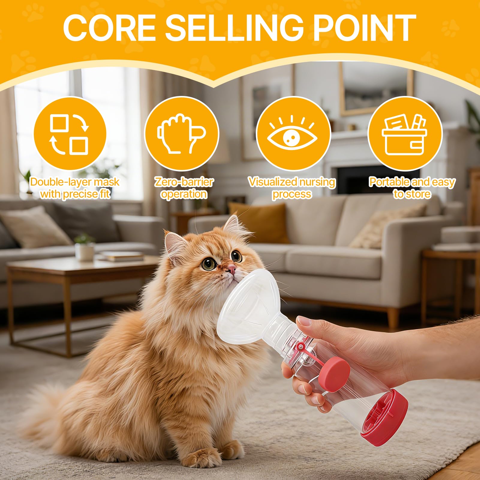 Cámara de Aerosol para Mascotas,Inhaler de Gato Inhaler portátil,Cámara inhalación para Gatos Perros,Espaciador inhalador Mano,máscaras 2 tamaños,con la Respiración y la Administración (Rosa)