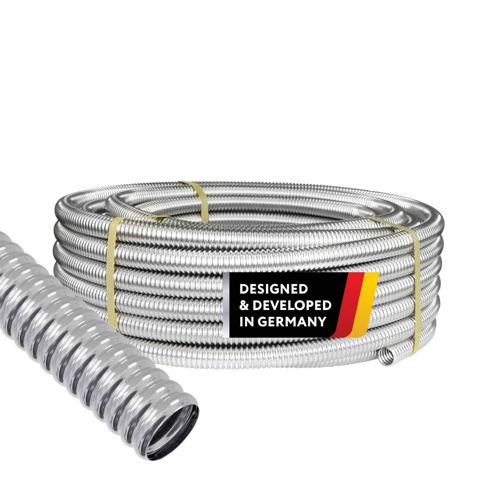 Stahlmann CSST304 - Tubo corrugado de acero inoxidable para consongación de agua en el anillo, no recocido, tubo solar, tubo protector de cable, tubo de calefacción, longitud de la tubería: 20 m,