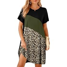 BELAROI Womens Plus Size Summer T Shirt Dresses Casual Swing Short Sleeve Patchwork Tunic Dress with Pockets