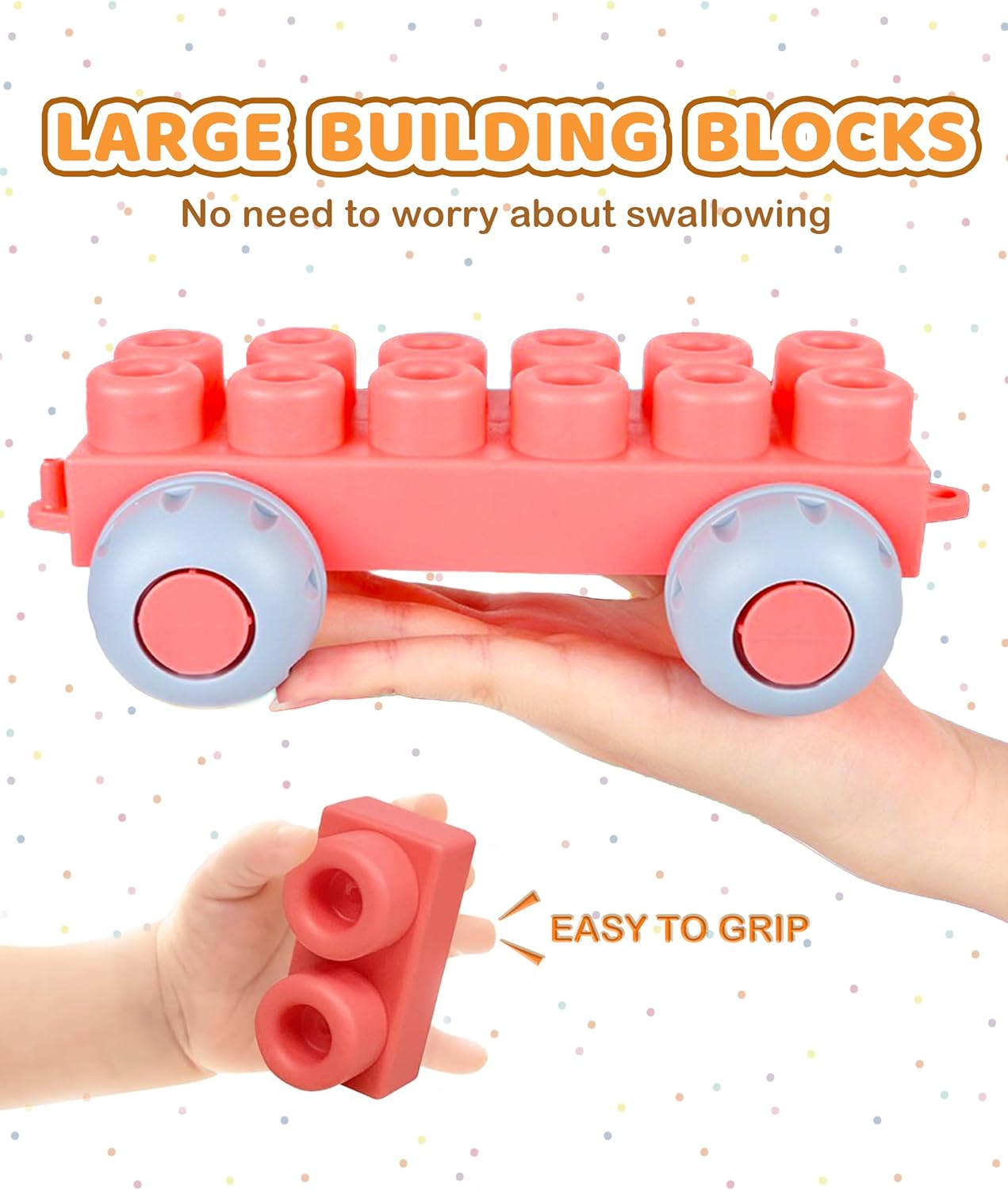 Soft Building Blocks for Toddlers 1-3， Baby Stacking Toys for Early Learning & Development ， BPA-Free Silicone Blocks for Kids，Safe, Fun, and Educational Baby Toy，Large Soft Blocks 80PCS