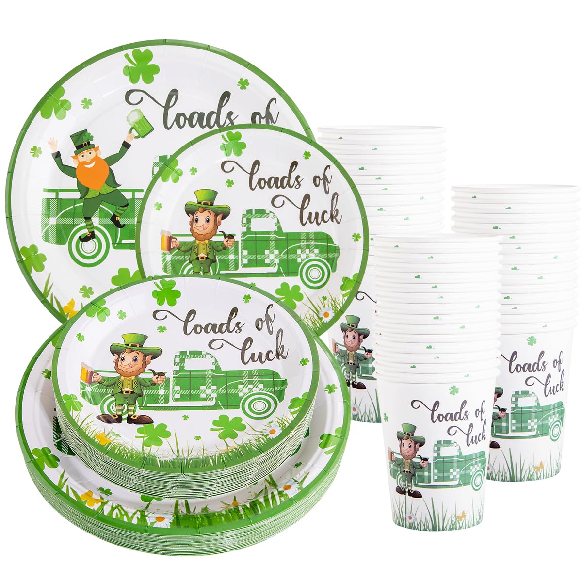 Photo 1 of 2 pack DaYammi 90Pcs St.Patrick's Day paper plates,Green Paper Plates with Leprechaun Decoration,Green Shamrock Plate Disposable Set Include 60Pcs Paper Plates and 30Pcs Paper Cups for St.Patrick's Day Party