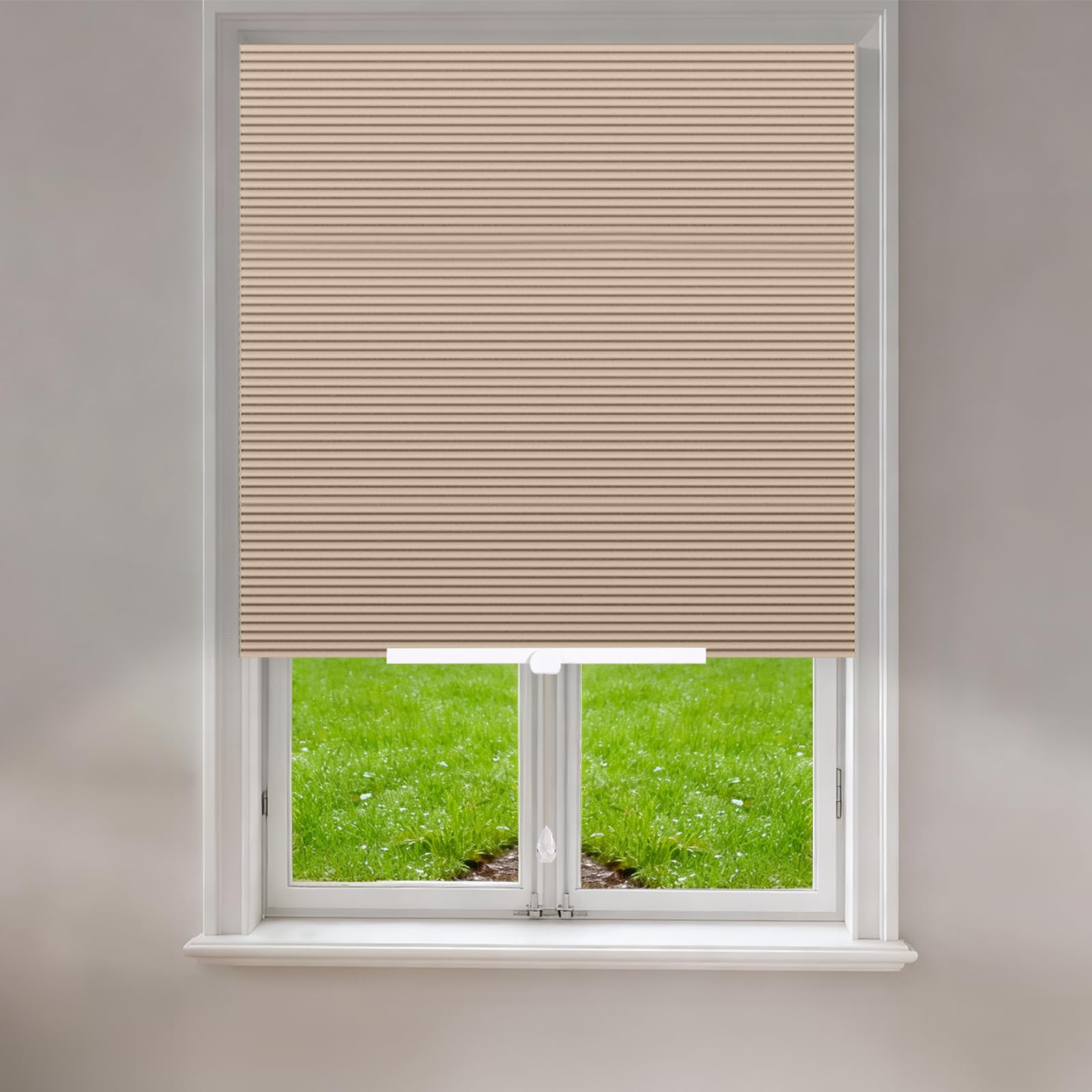 No Drill Blinds Stick On Temporary Blinds Self Adhesive No Screw Adjustable Light Filtering Pleated Paper Blinds For Bathroom Kitchen Bedroom Windows Doors
