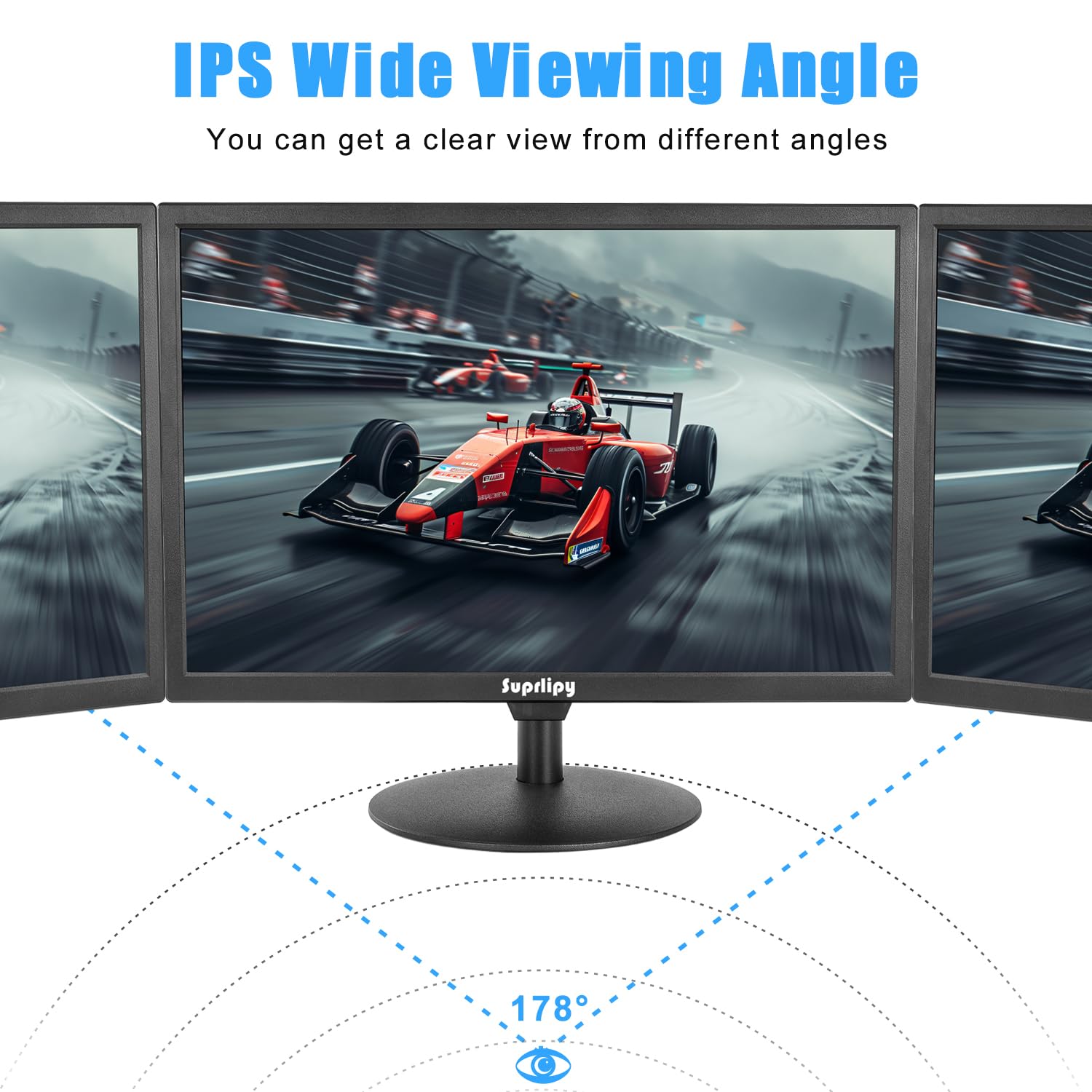 21.5 inch FHD Small IPS Monitor LCD Display Screen 1920x1080 60Hz 16:9 with HDMI BNC VGA AV USB Input Built-in Lounspeakers for CCTV Security Camera DVR PC RasPi