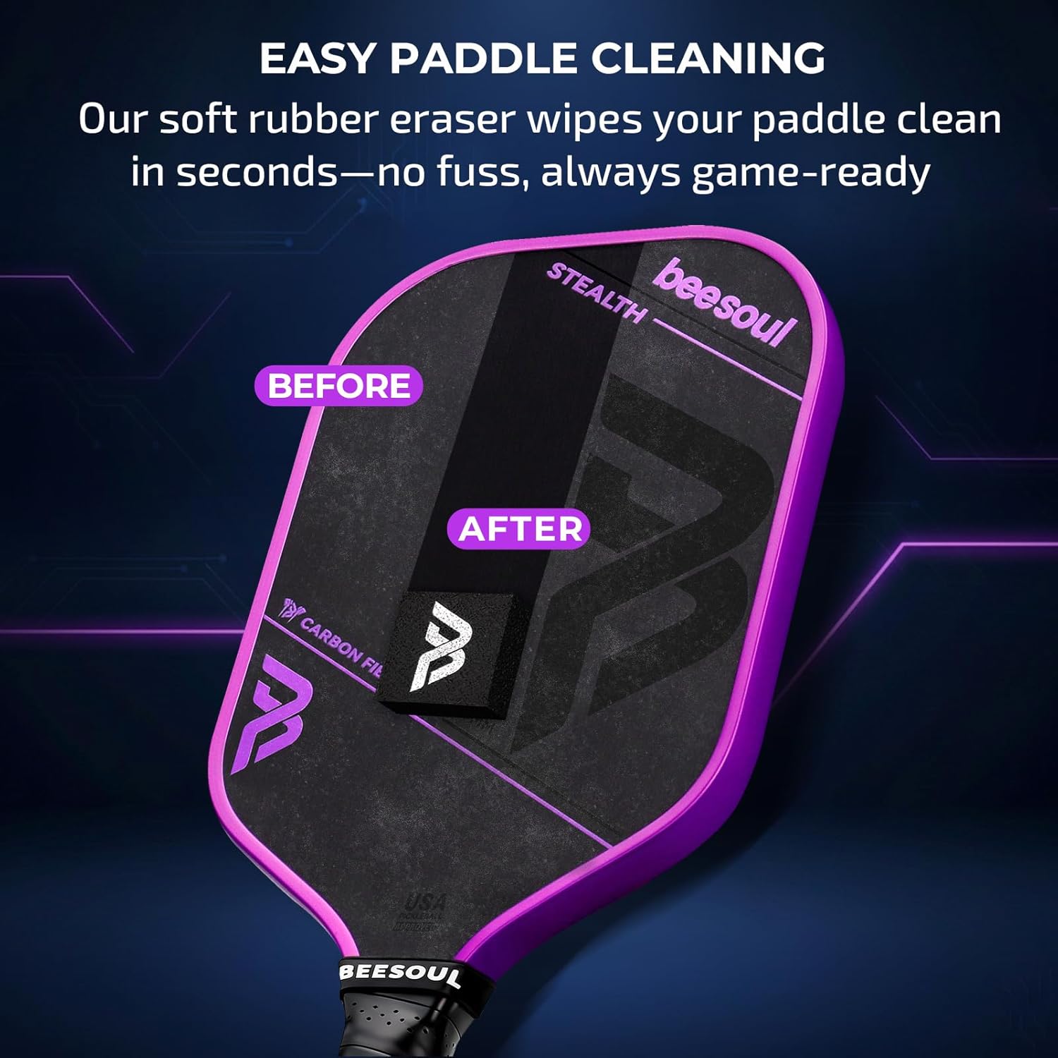 Beesoul Pickleball Paddle, T700 Carbon Fiber Thermoformed Pickle Ball Paddles for Max Spin, Power & Control, 16mm Power Honeycomb Core, Enlarged Sweet Spot, Comfort Grip for All Skill Levels - Image 5