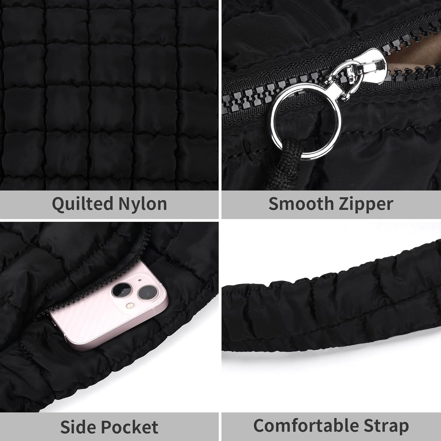 Puffer Tote Bag for Women Large Quilted Carryall Bag Soft Puffy Crossbody Lightweight Shoulder Handbags Work Travel - Image 5