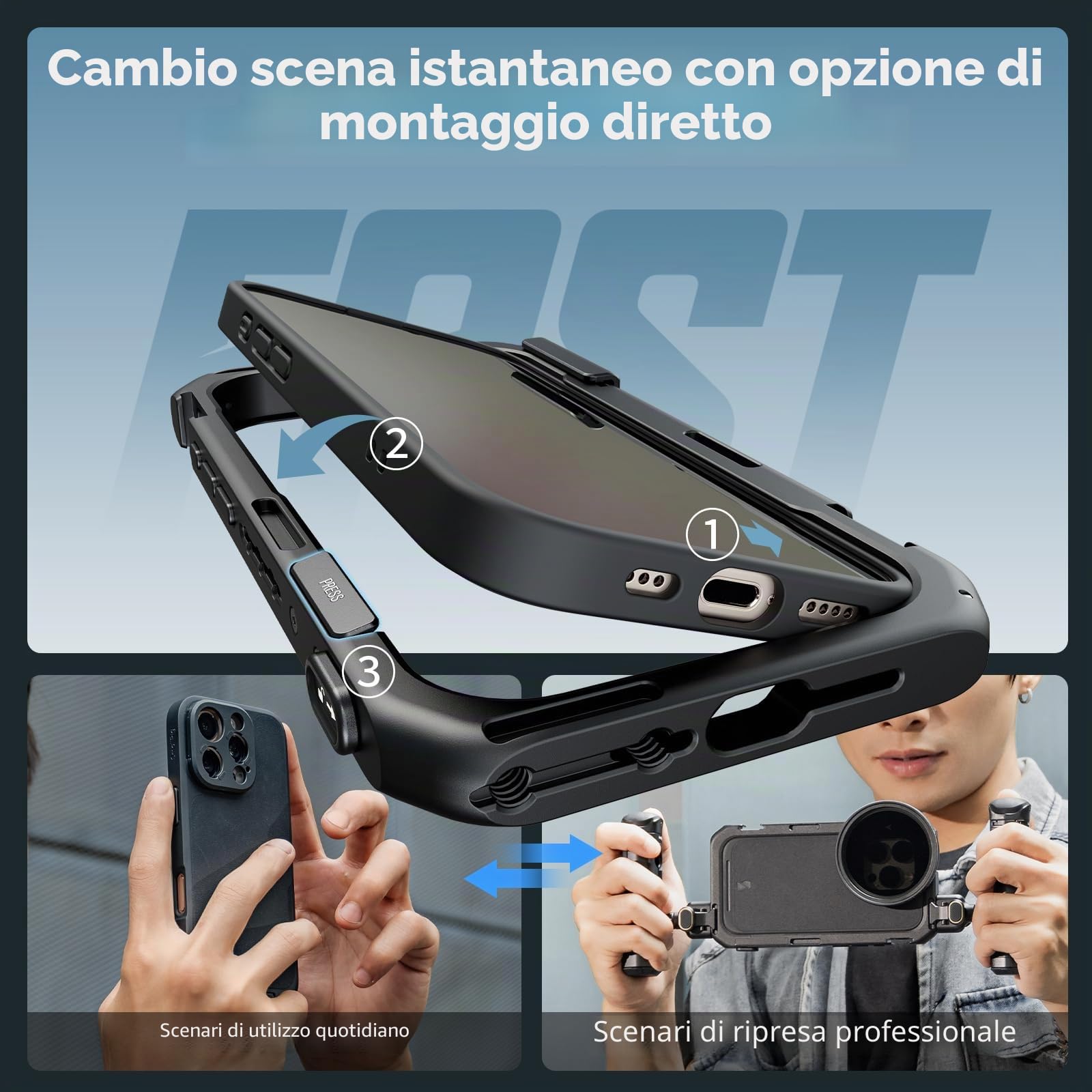 SMALLRIG Mobile Video Cage per iPhone 16 Pro, Gabbia per Telefono con Custodia per Telefono con Piastra Posteriore per Obiettivo a T, Supporto per MagSafe - 4828