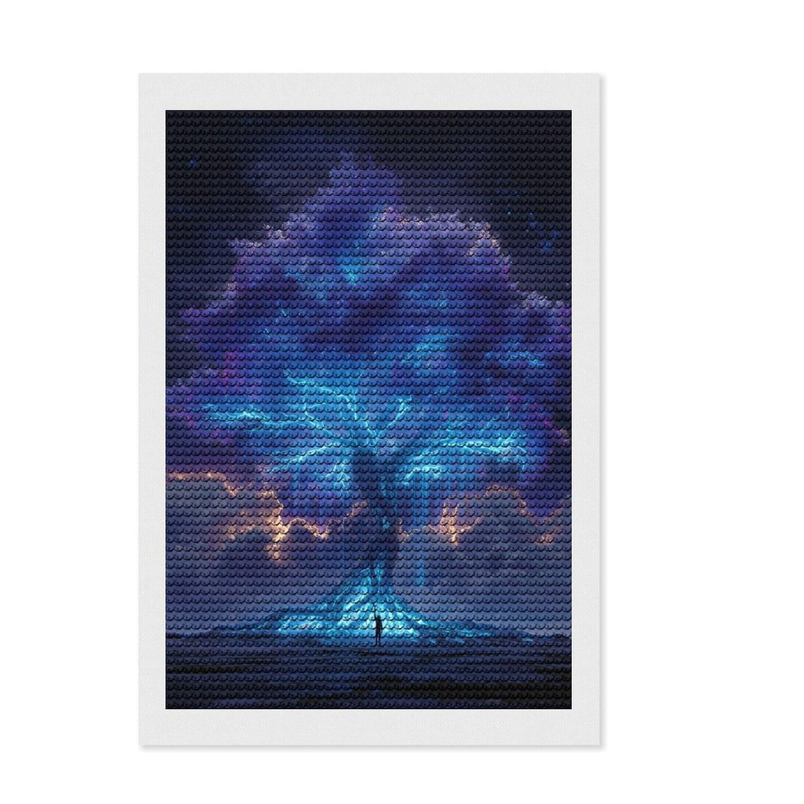 Junmoney Mystical Tree Diamond Art Kit 8"x12", Satisfying Creative Project, Creative Leisure Activity, Cosy Home Accent, Christmas Gift