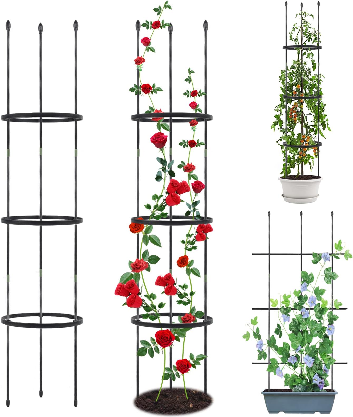 2 Pack Garden Trellis Tomato Cages, 2 in 1 Plant Trellis for Climbing Plants Indoor Outdoor, Plant Cages Plant Stake for Flower, Vegetable, Vines, Plant Trellis for Potted Plants