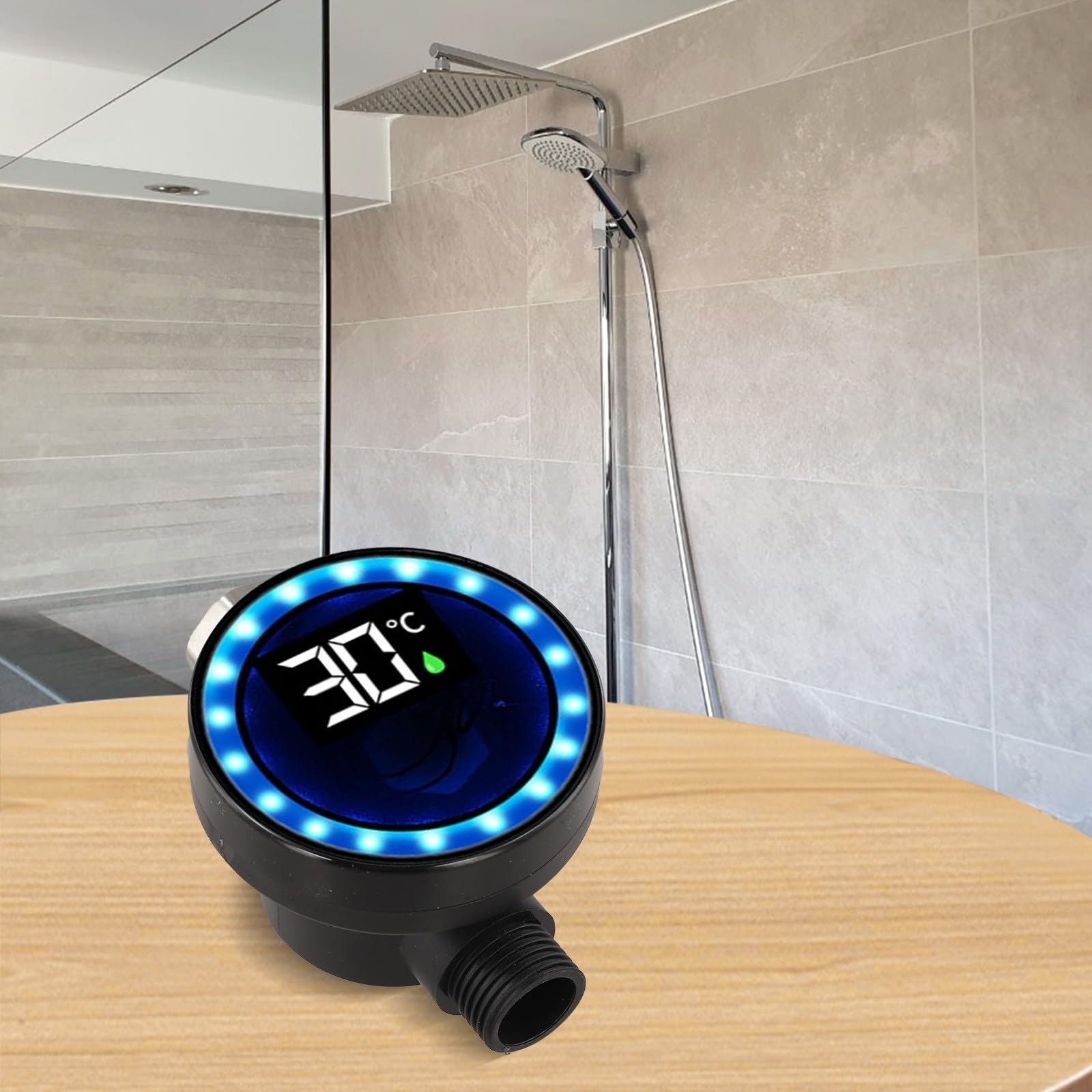 Wasserthermometer, Wasserbetriebenes LED-Duschthermometer mit Echtzeit-Wärmeüberwachung
