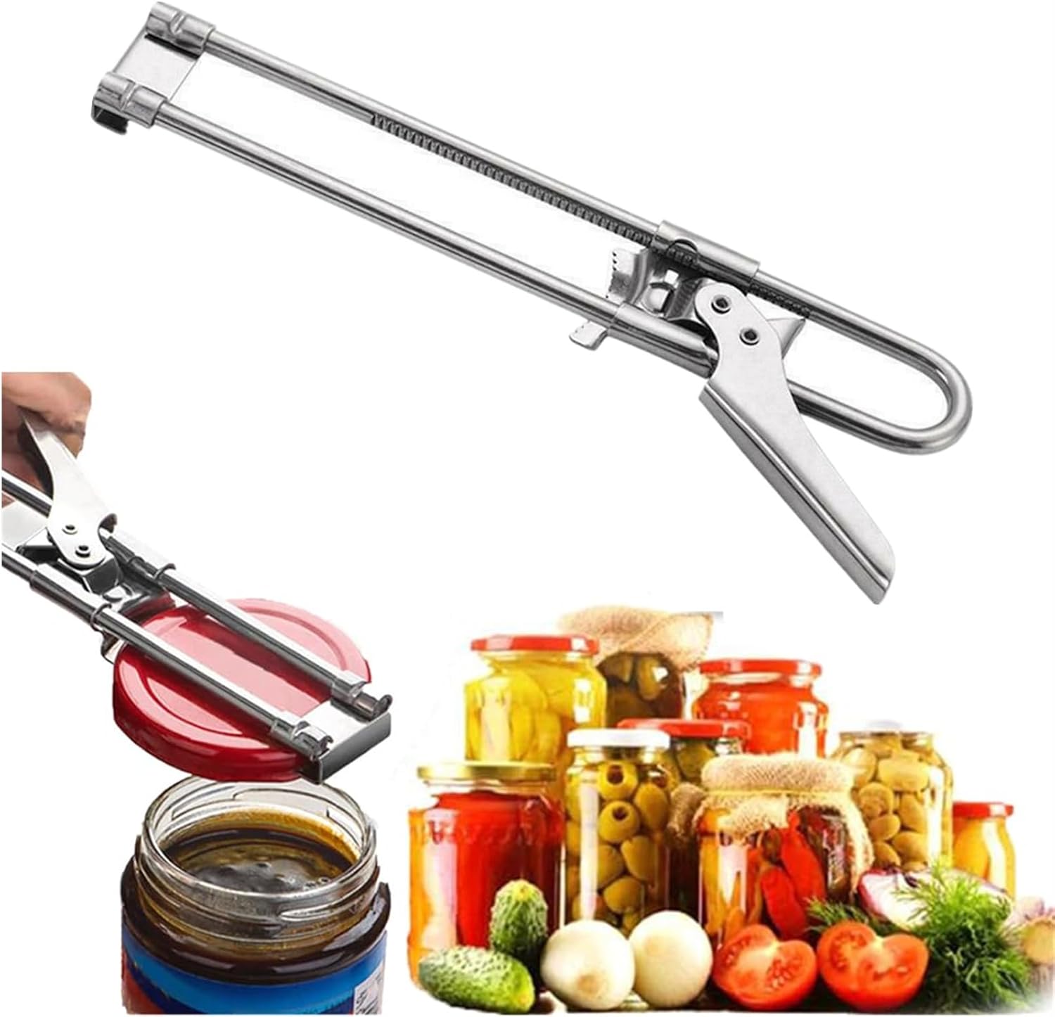 Adjustable Stainless Steel Jar Opener, Multifunctional Stainless Steel Can Opener, Jar Gripper Tight Lid Opener (2 PCS)