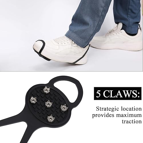 Miniatura 3 de 2 pares de pinzas antideslizantes, pinzas de hielo, tacos de tracción para zapatos de nieve, crampones con 10 tacos de acero