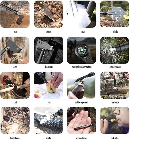 Miniatura 5 de Pala de camping hacha de supervivencia al aire libre, pala táctica plegable multifuncional, combo de hacha de hacha, equipo de campamento de acero