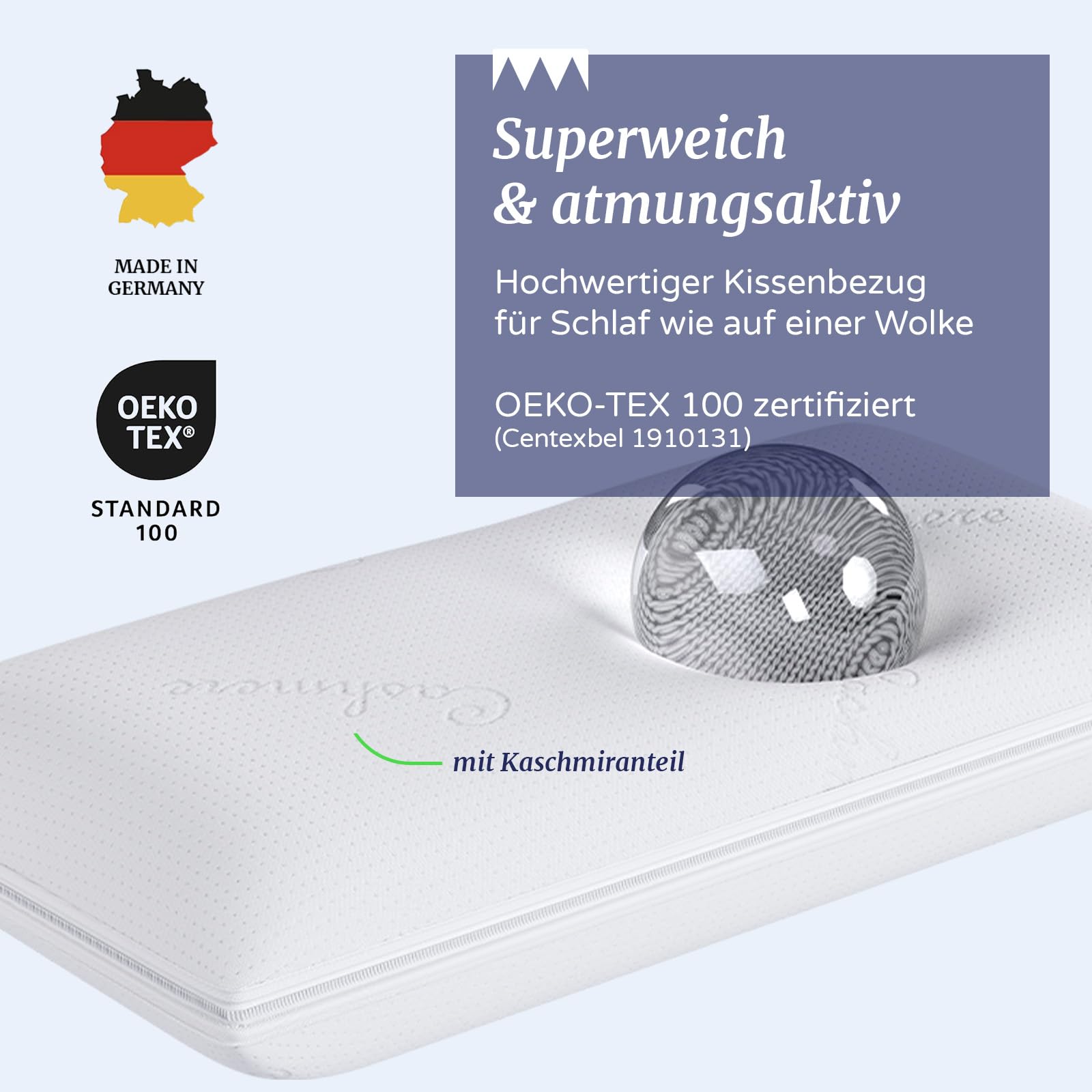 Nackenstützkissen 60x30 cm 2er Set – ergonomisches HWS-Kissen aus Gelschaum & Memory Foam mit anpassbarer Höhe & Härte – ideal für Seitenschläfer – inkl. Cashmere-Bezug