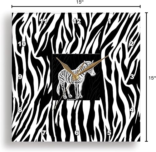 Miniatura 8 de 3dRose DPP_38699_3 - Reloj de pared con estampado de cebra, 15.0 x 15.0 in