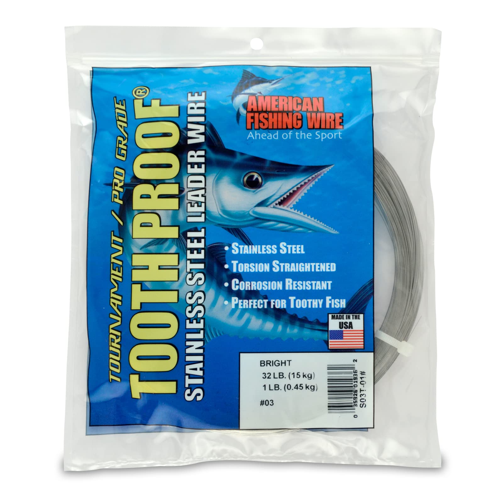 AFW Tooth Proof Fishing Wire Single Strand Leader, Bright and Camo