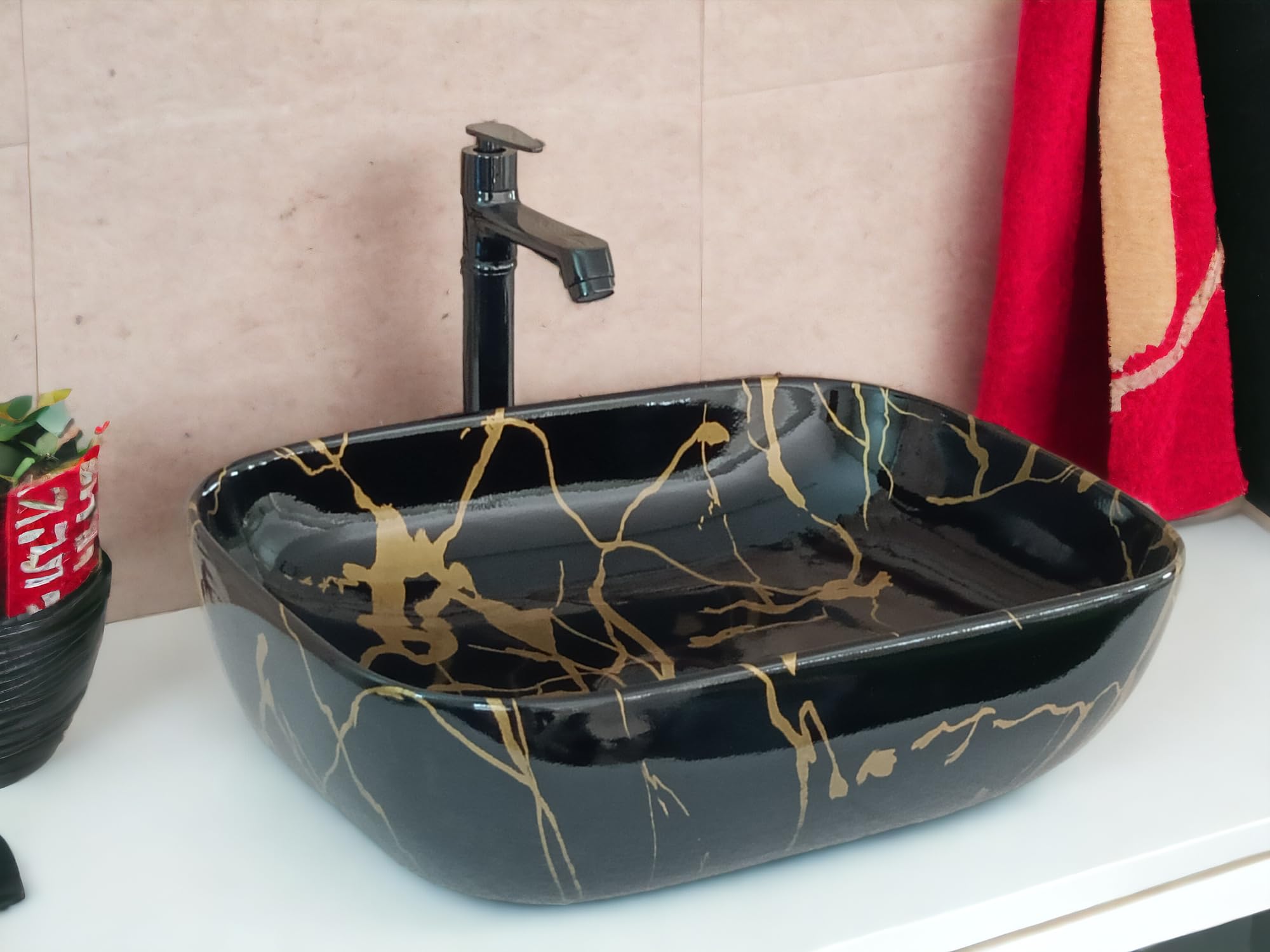 FOOTPRINT EXIM Designer Ceramic Table Top Wash Basin For Bathroom | Over Counter Wash Basin For Living Room | Wash Basin Countertop (18 x 13 x 5.5 Inch) (designer 6033) (B0CXHVGL8F) Amazon Price History, Amazon Price Tracker