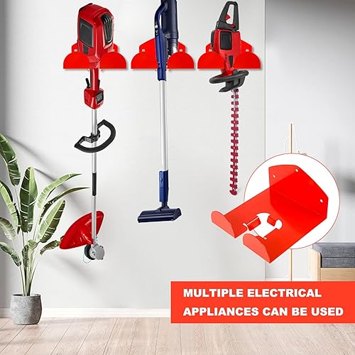 Miniatura 3 de lasuroa Organizador de almacenamiento de garaje, paquete de 2 estantes resistentes para recortadora de herramientas eléctricas de jardín, soporte