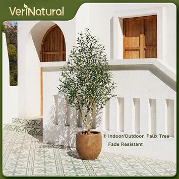 VeriNatural Artificial Olive Tree 210cm, UV Resistant Faux Plant