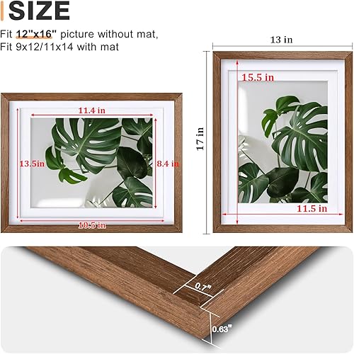 Vista 921 de Egofine Portarretratos de 9 x 12 pulgadas hecho de madera maciza con plexiglás, fotos de 5 x 7/6 x 8 con paspartú o de 9 x 12 pulgadas sin paspartú