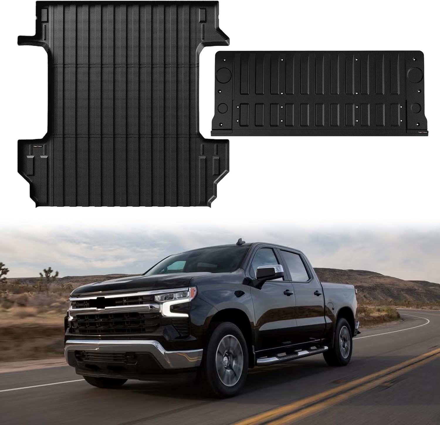 TripleAliners 2019-2026 Chevy Silverado & GMC Sierra 1500 Truck Bed (5'8'') & Multipro Tailgate Mat, TPE Heavy Duty All-Weather Protection, Flush Fit, Custom Tailgate Liner (Not for Standard/Drop-in)