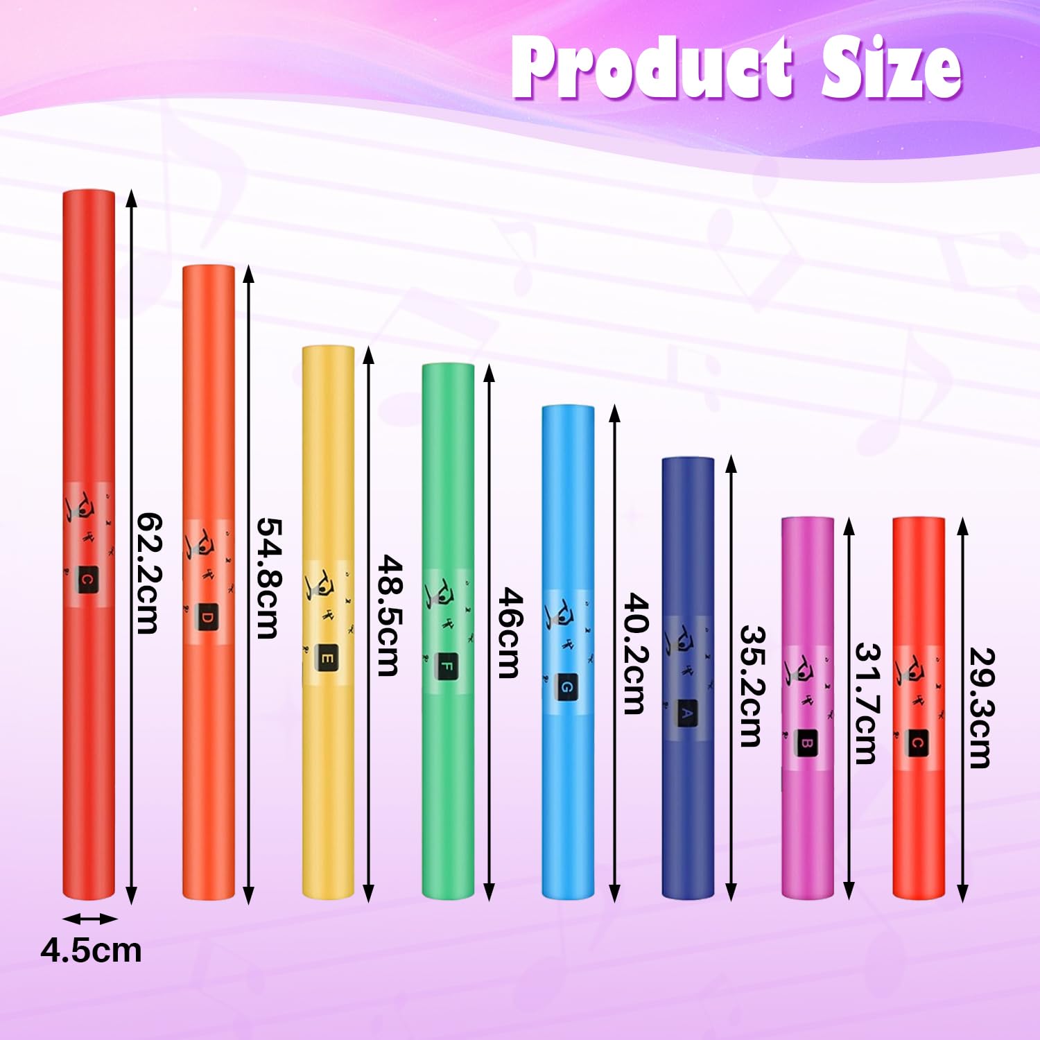 Tissting Set di 8 tubi sonori musicali con 8 toni colorati | Kit di strumenti a percussione per esibizioni di gruppo, aula, casa e all'aperto