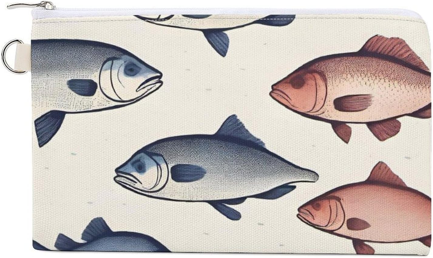 Colorful Fish Coin Purse Coin Pouch with Zipper for Men Women Portable Change Wallet Canvas Coin Bag