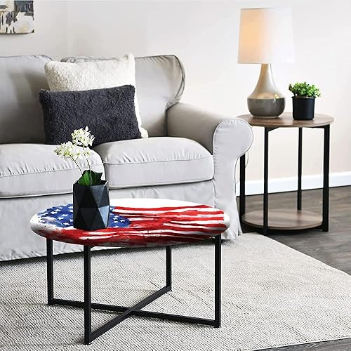 Miniatura 5 de Mantel de cierre de borde redondo, mantel con bordes elásticos estadounidenses, bandera de Estados Unidos, acuarela Splash National Independence, se