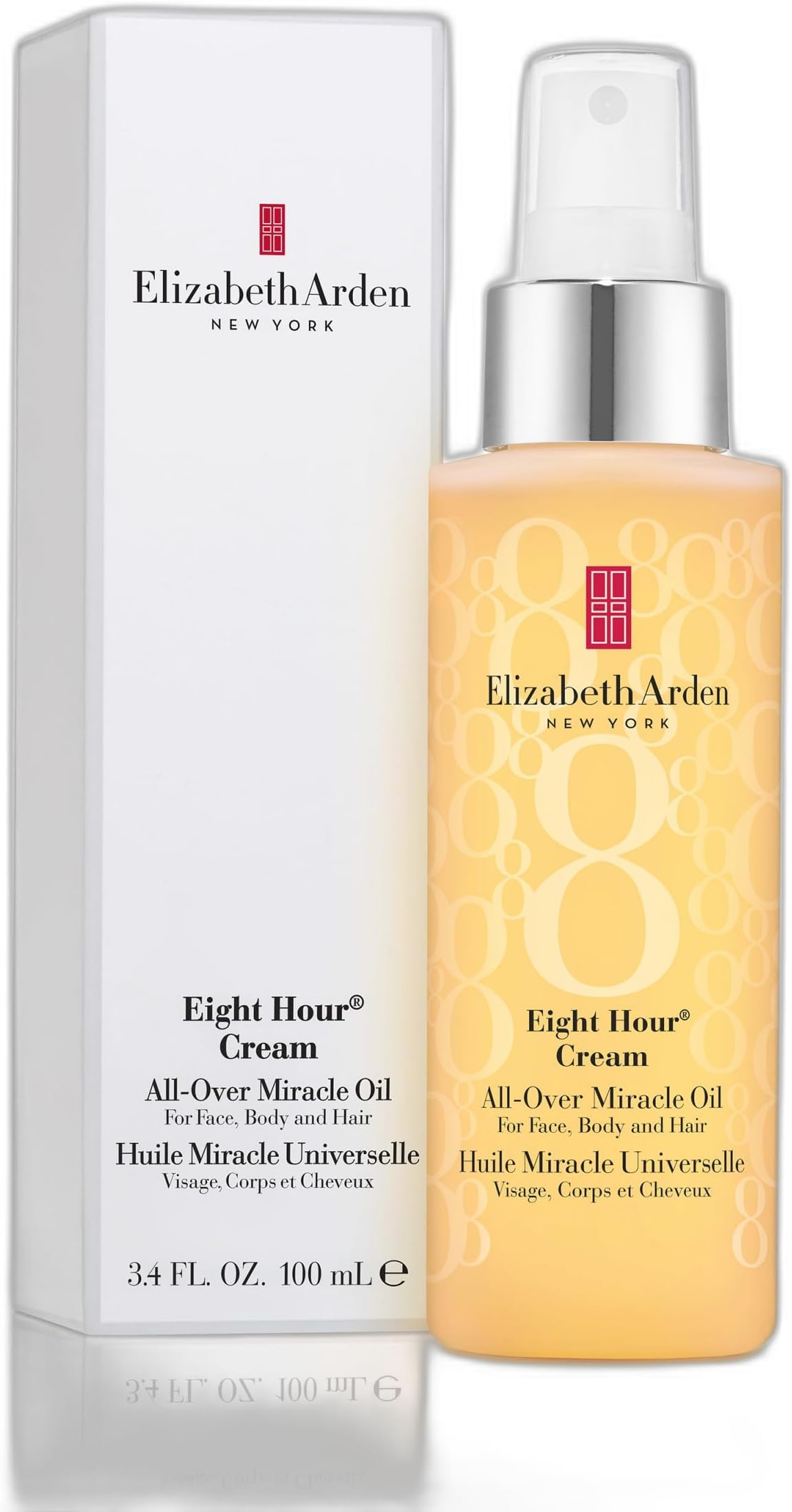 Elizabeth Arden Eight Hour All-Over Miracle Oil, Hydrating Spray Moisturizer for Face, Body & Hair, Vitamin E & Tsubaki Oil, Non-Comedogenic, Lightweight, 3.4 oz