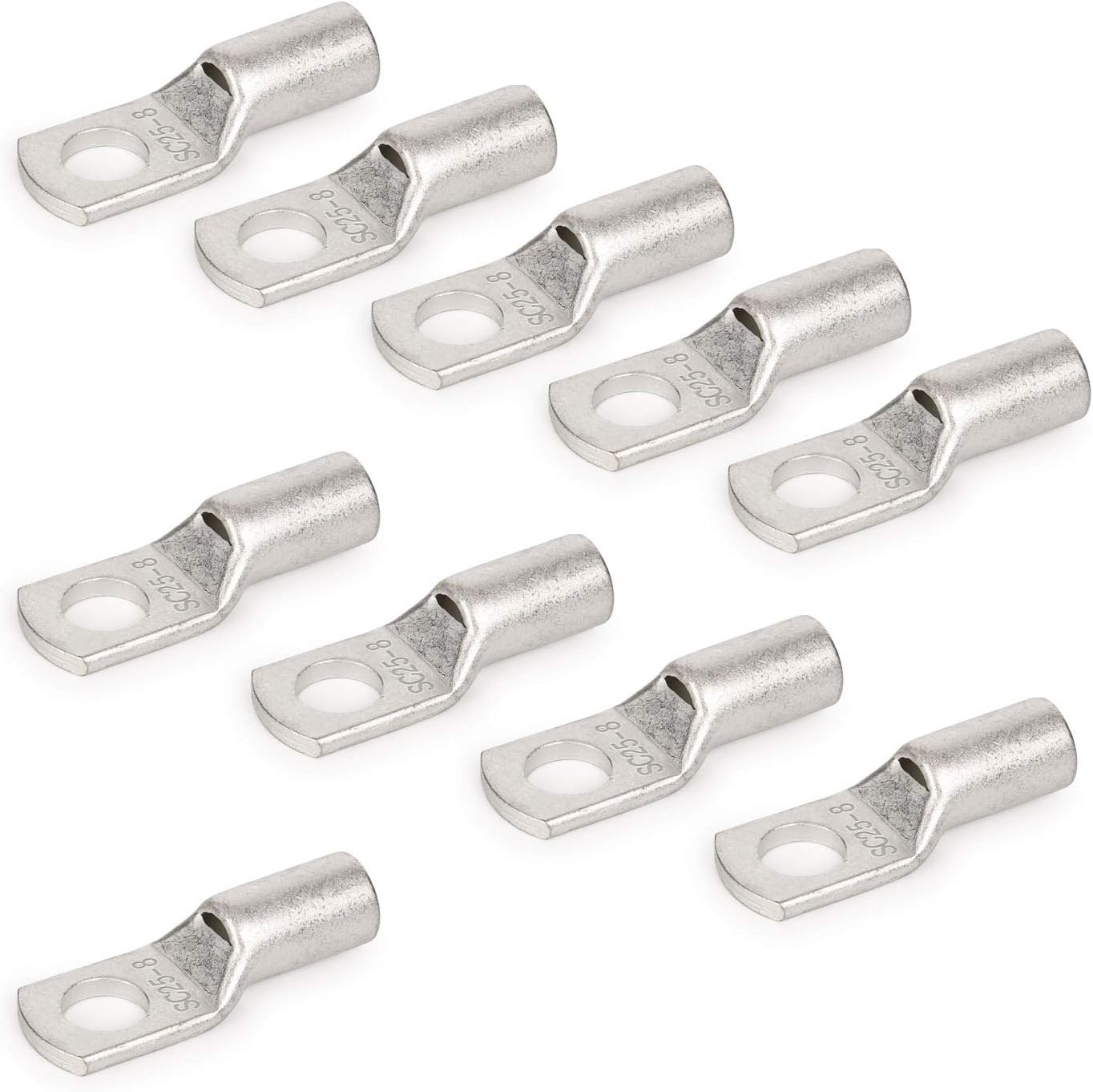 One-Day Sale: Up to 70% Off 20Pcs 4 AWG Heavy Duty Wire Cable Lugs Bolt Hole Tinned Copper Eyelets Tubular Battery SC Ring Terminals Connectors(SC25-8)