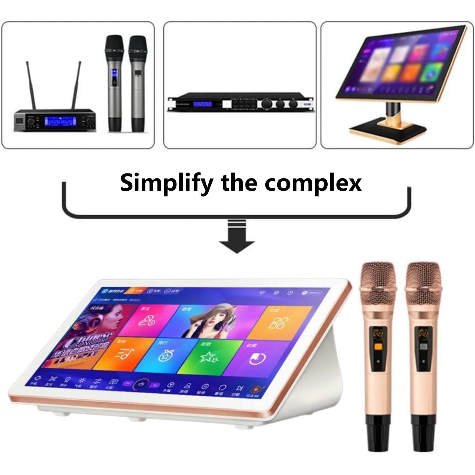 Macchina per karaoke con microfono wireless, punteggio in tempo reale e libreria cloud di YouTube per l'intrattenimento domestico