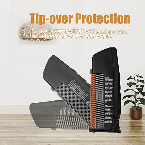 Miniatura 3 de HICFM Calentador eléctrico BTU 5120 de 1500 W con control de termostato, dos ajustes de potencia, opción solo ventilador, asa de transporte