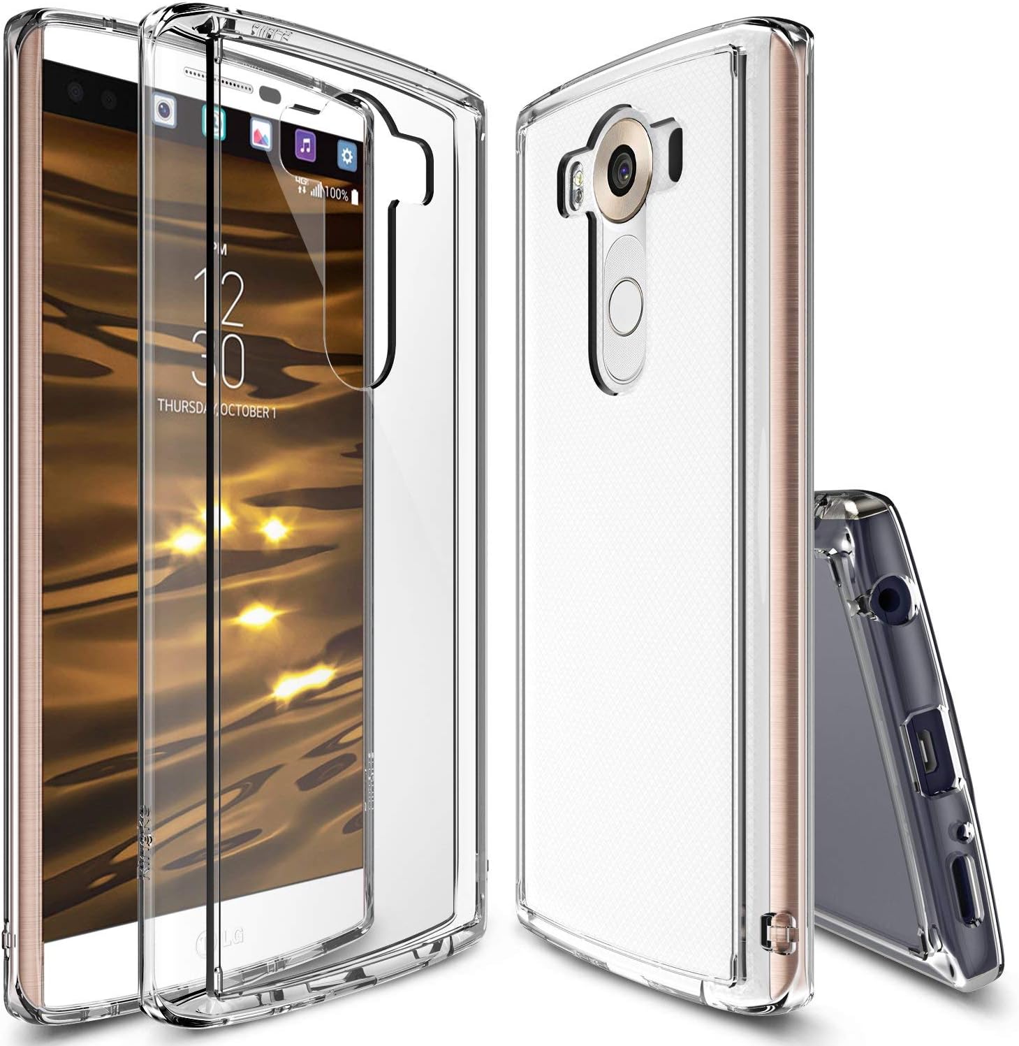 Ringke Fusion Compatible with LG V10 Case Crystal Clear PC Back TPU Bumper with Screen Protector Drop Protection, Shock Absorption Technology for LG V10 - Clear