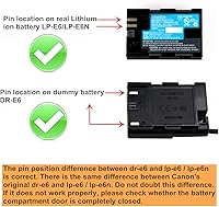 Vista 5 de Kimaru ACK-E6 DR-E6 Acoplador DC LP-E6 LP-E6N Kit de adaptador de corriente alterna para Canon EOS R R5 R6II R7,80D 70D 60D 90D, 5D Mark II III
