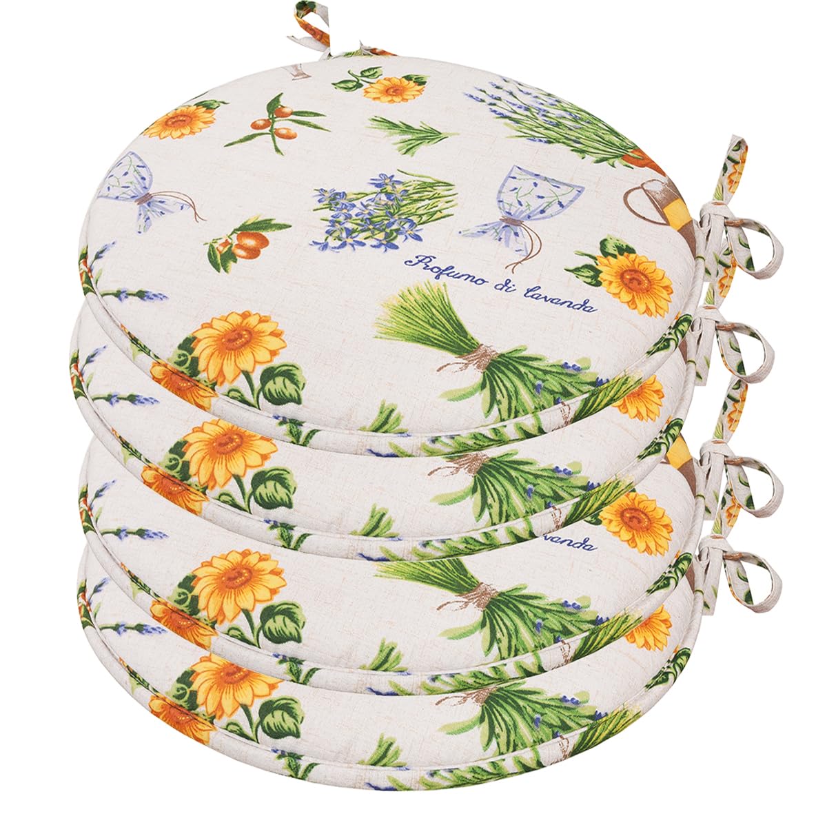 emmevi Set 4 Cuscini Sedia Provenza Rotondi Cotone Lavabili Morbidi Coprisedie Tondi Stile Provenzale