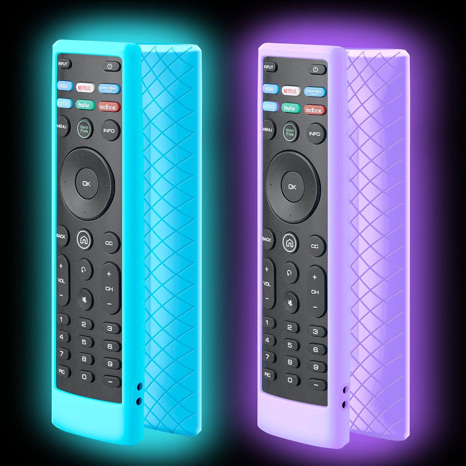 2 Pack Cover for Vizio Remote, Compatible with Vizio Remote Case XRT136 / XRT140 D Series Universal Smart TV Control Replacement Silicone Skin Sleeve Glow in The Dark