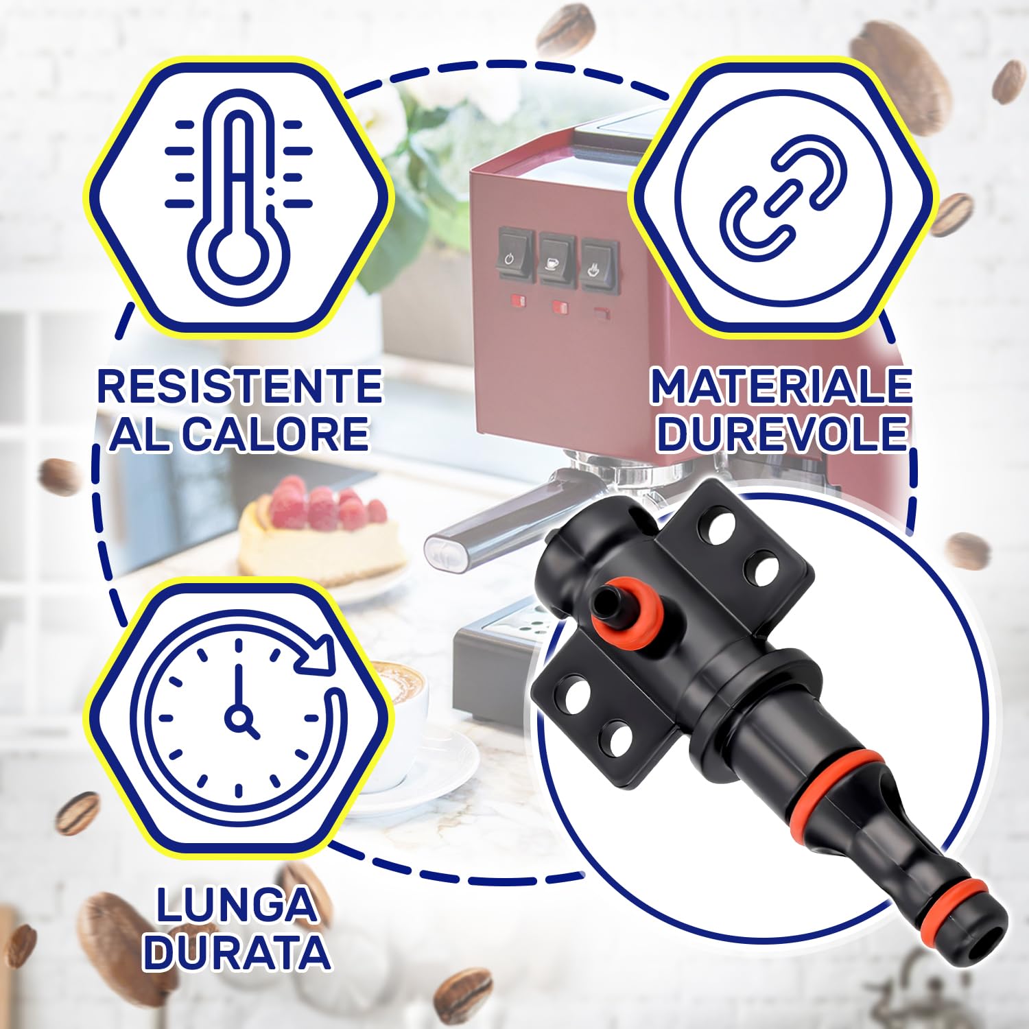 MONTERAL Gruppo Raccordo Valvola con Guarnizioni V3 2Bar per Macchina Caffè Automatica con Codice Originale 421946011491 per Gaggia per Saeco per Philips - Garanzia di 10 Anni