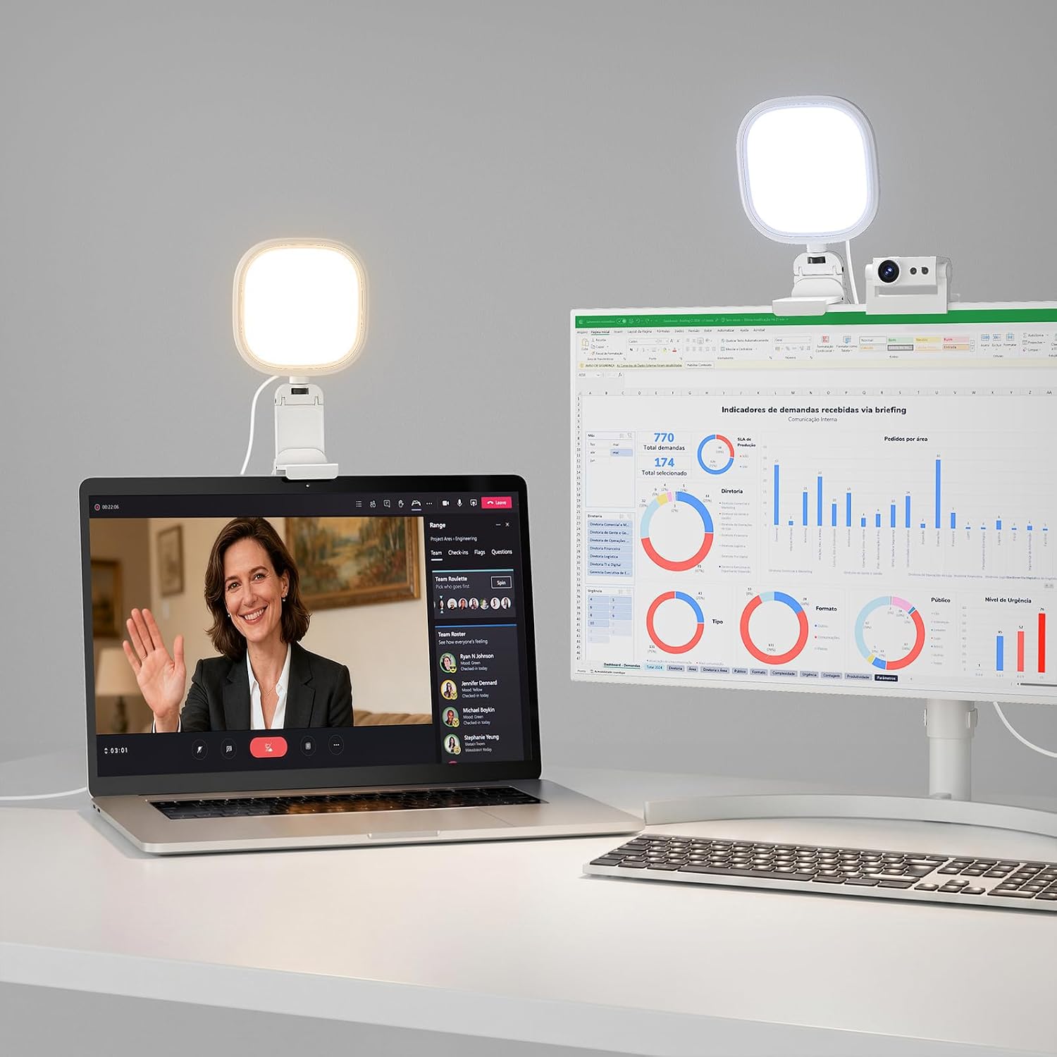 Upgraded Ring Light for Laptop, Monitor & Desk – Eye-Caring Diffused LED Computer Light with Screen-Safe Clip, Adjustable Monitor Mount, CRI 97.8+, 50 Lighting Modes for Zoom, Video Calls & Streaming