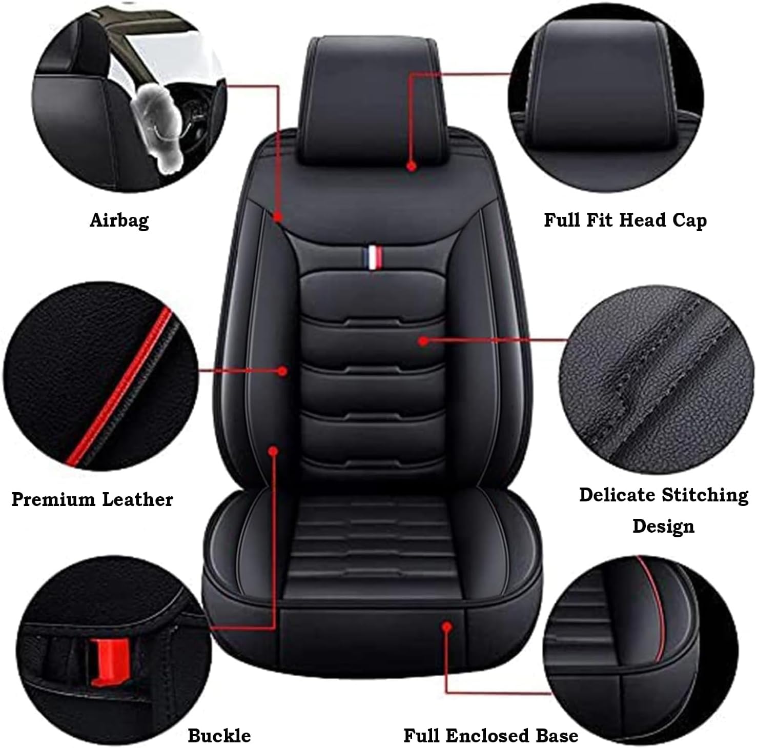 Auto Sitzbezüge Sets für VW Arteon/Arteon R R-line TSI, 5 Sitzer Leder Wasserdichter Atmungsaktiver Vorne und Hinten Sitzschoner Innenzubehör,B-Black