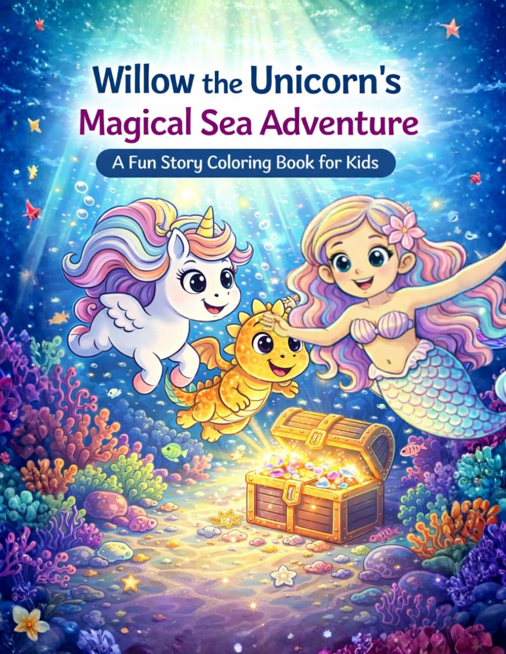 Willow the Unicorn's Magical Sea Adventure: A Fun Story Coloring Book for Kids